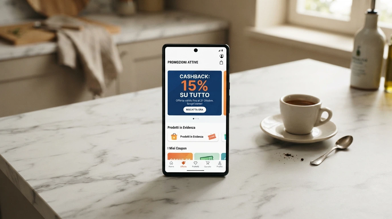 Smartphone con interfaccia di casinò ADM in italiano, sezione promozioni aperta